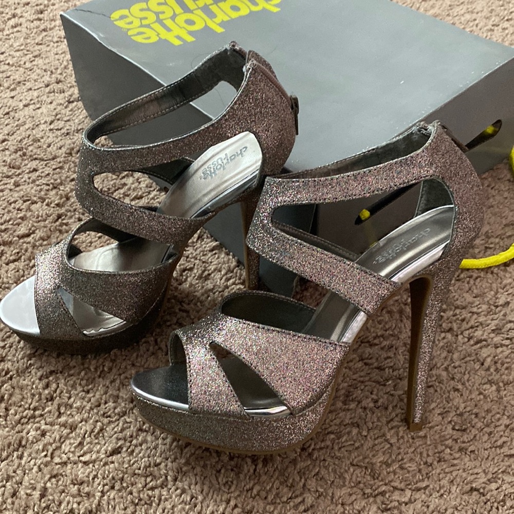 multi color glitter heels